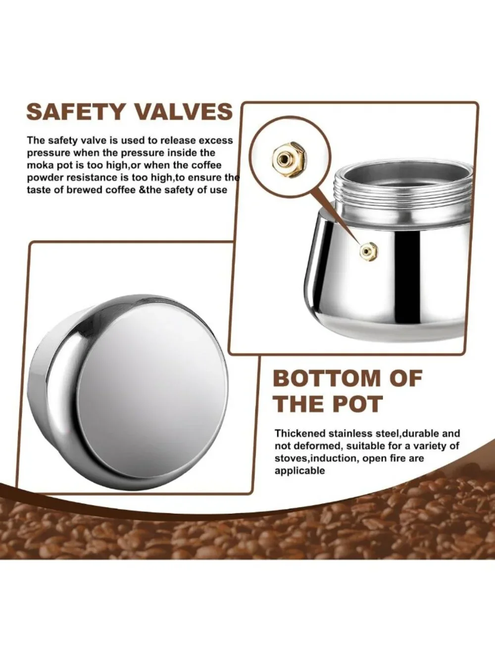 Stainless Steel Moka Pot Espresso Maker - 4 Cup Stovetop Percolator for Home